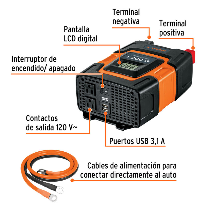 Inversor de Corriente de 1200 W Truper image number null