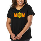 Camiseta De Talla Grande Cuello En V Word Art Para Mujer - Mam&aacute; Girasol- Negro