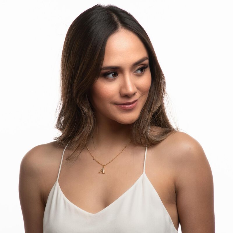 Collares Mujer Inicial Letras Ba&ntilde;o Oro 18k Zirc... image number null