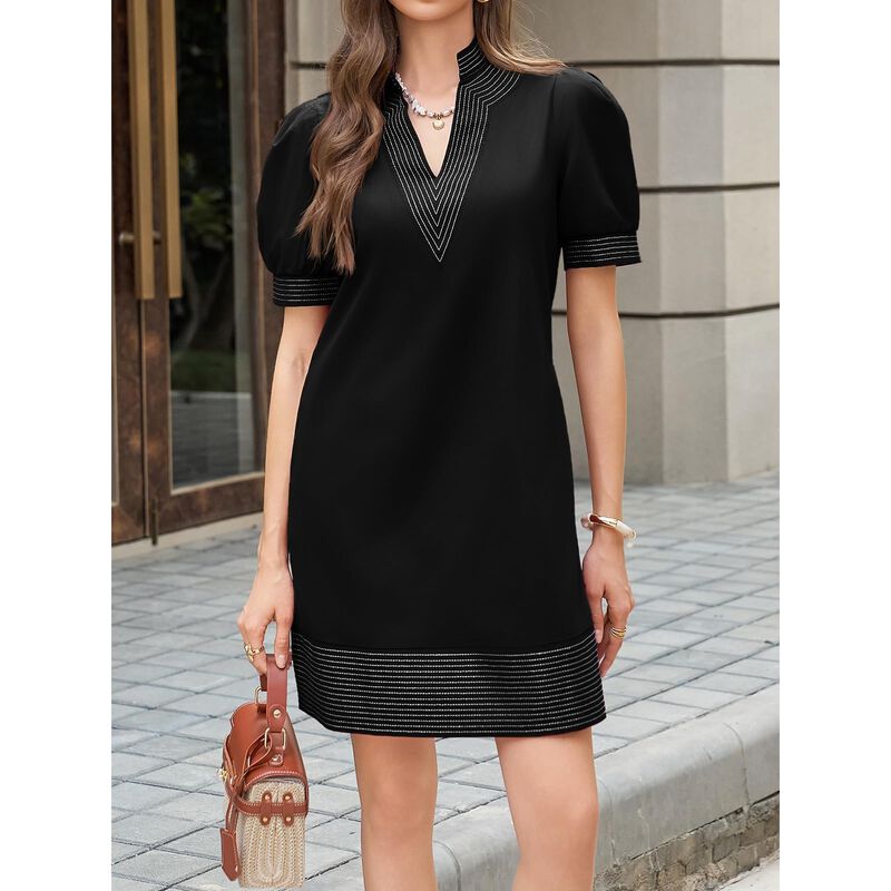 Vestido Wenrine Mini Boho con Cuello En V y Man... image number null