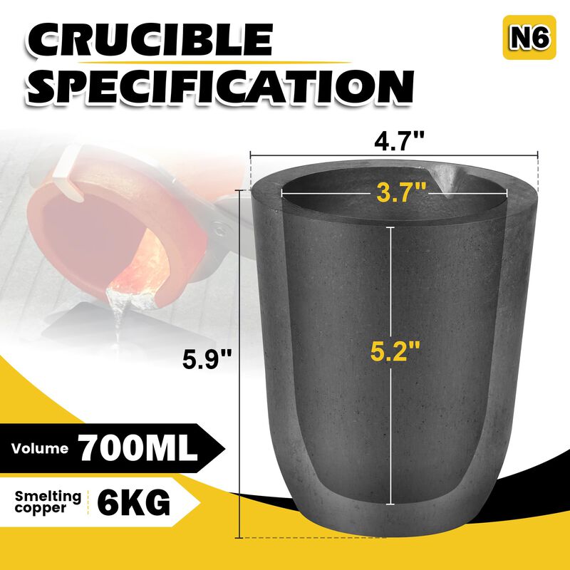 Crisol De Grafito 6kg N6 Con Pico Vertedor 1800... image number null