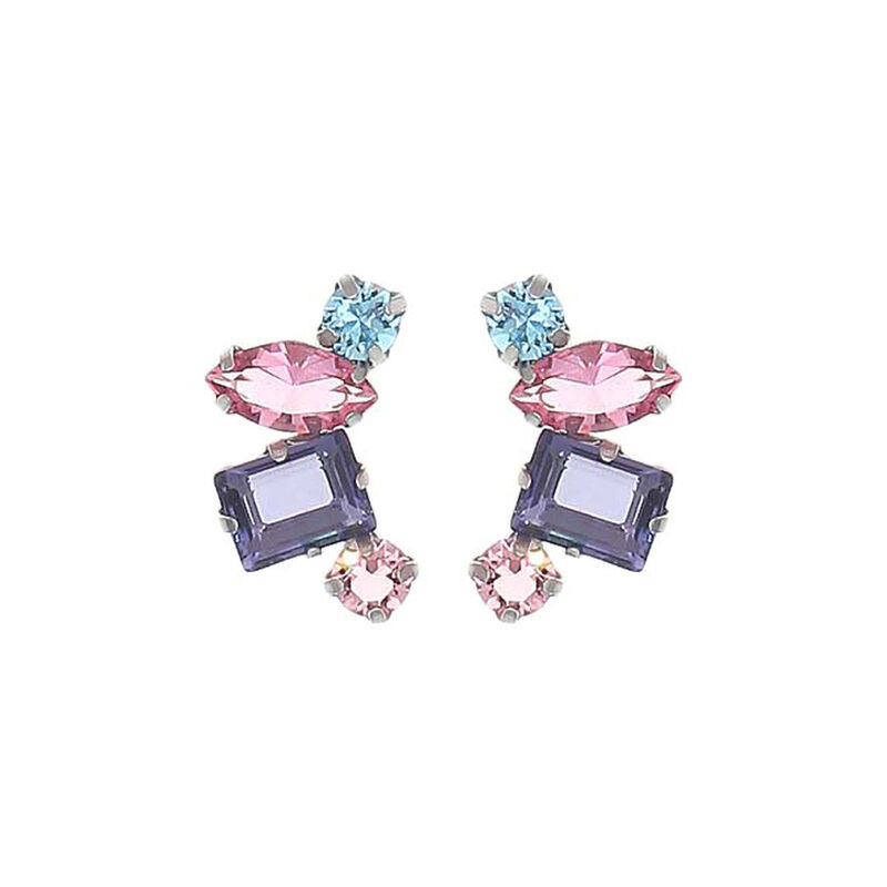 Aretes De Plata 925 Con Zirconias De Colores image number null