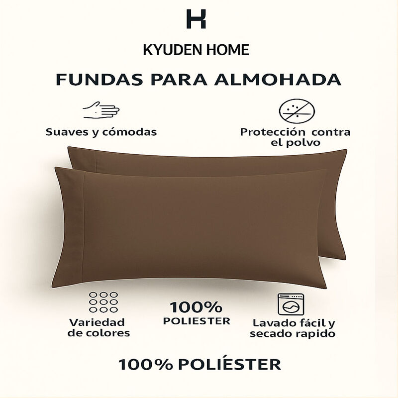 Fundas de Almohada Suaves y Duraderas Chocolate... image number null
