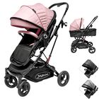 Carriola para Beb&eacute; con Asiento Reversible Convertible a Bambineto Ruedas de Goma Plegable Cintur&oacute;n de 5 Puntos - Rosa