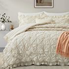 Juego De Edred&oacute;n Bedazzled, Tama&ntilde;o Queen, Beige, Plisado, 3 Piezas