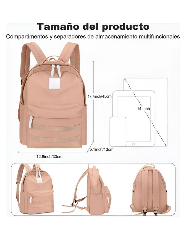 Mochila Escolar Pink Brule image number null