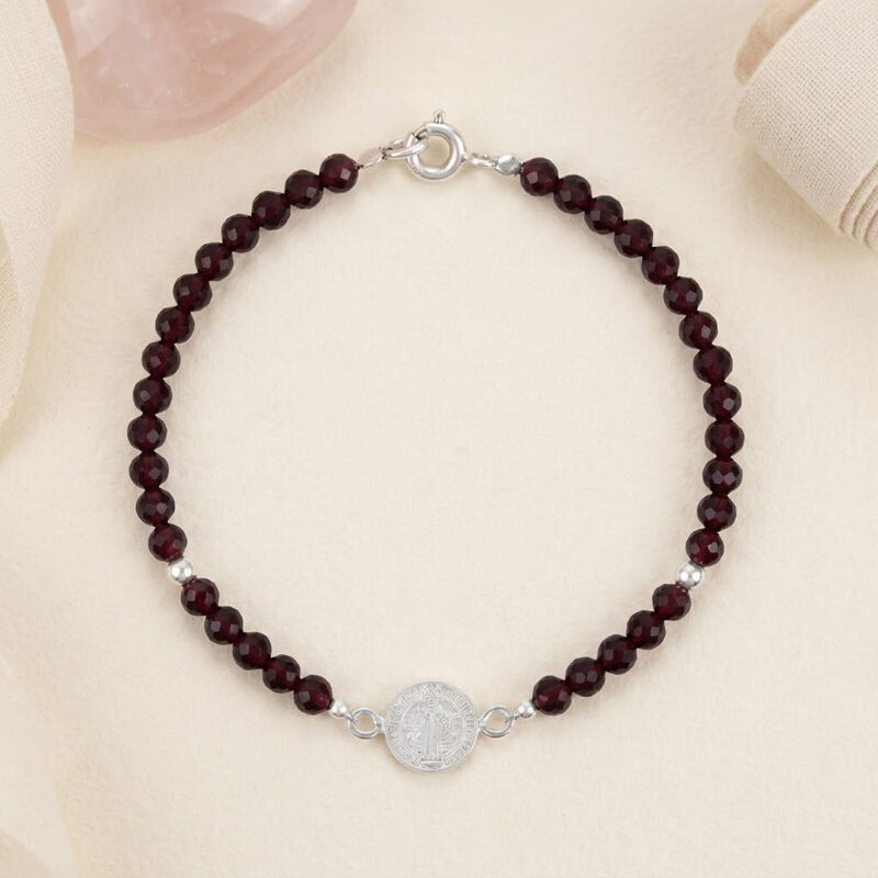 Pulsera Nube San Benito De Plata Con Cuarzo Bla... image number null