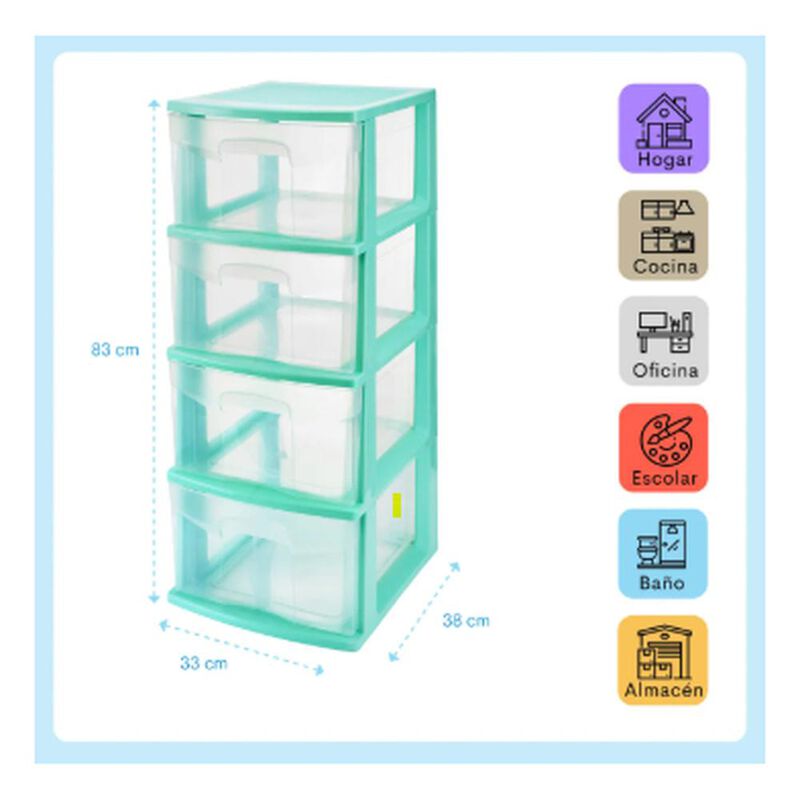 Caja Pl&aacute;stico Organizador Cajonera 4 Cajones Al... image number null