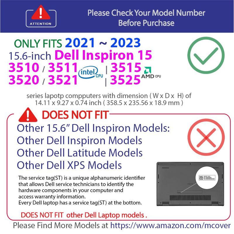 Funda Mcover Para Laptop Dell Inspiron 15 15.6"... image number null