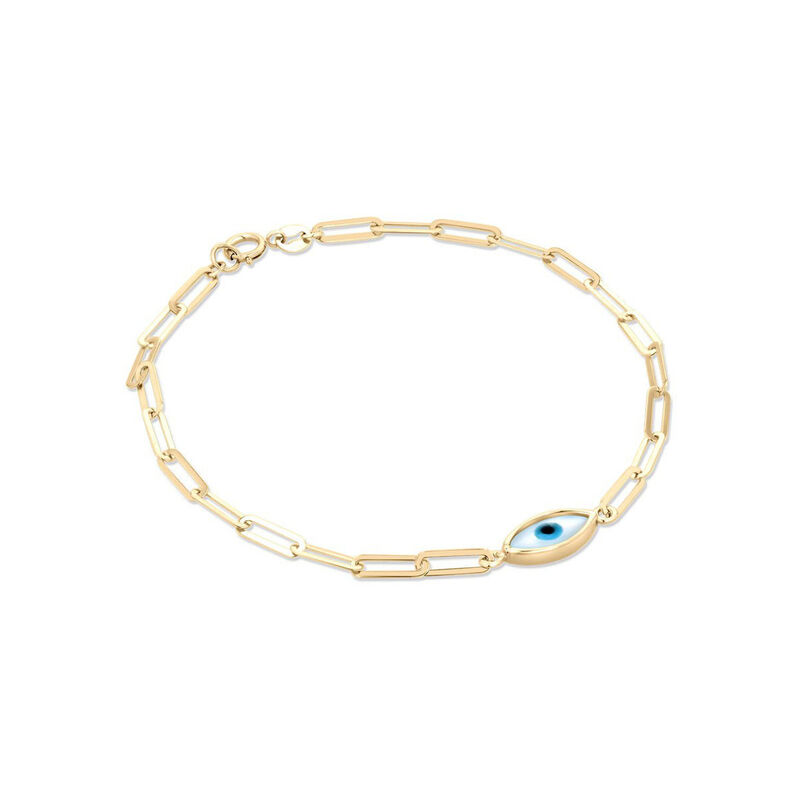 Pulsera De Oro Amarillo 14K Con Ojo Turco (18Cm... image number null