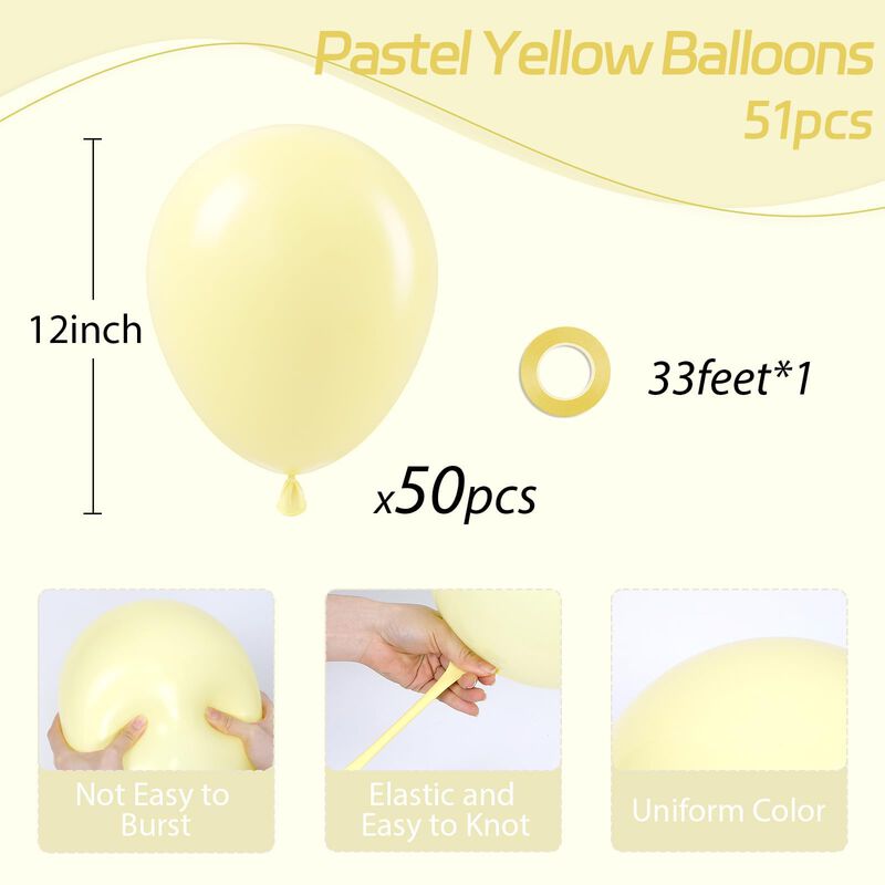 Balloon Awenztech 30 cm Amarillo Pastel 50 Unid... image number null