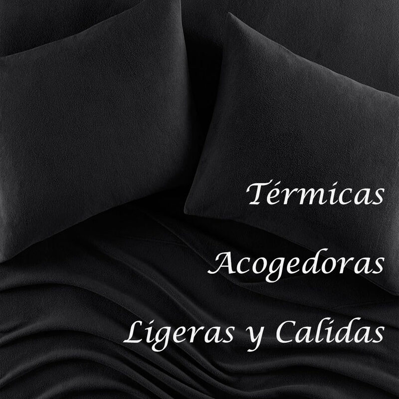 Juego de S&aacute;banas Polar Matrimonial Negro T&eacute;rmic... image number null