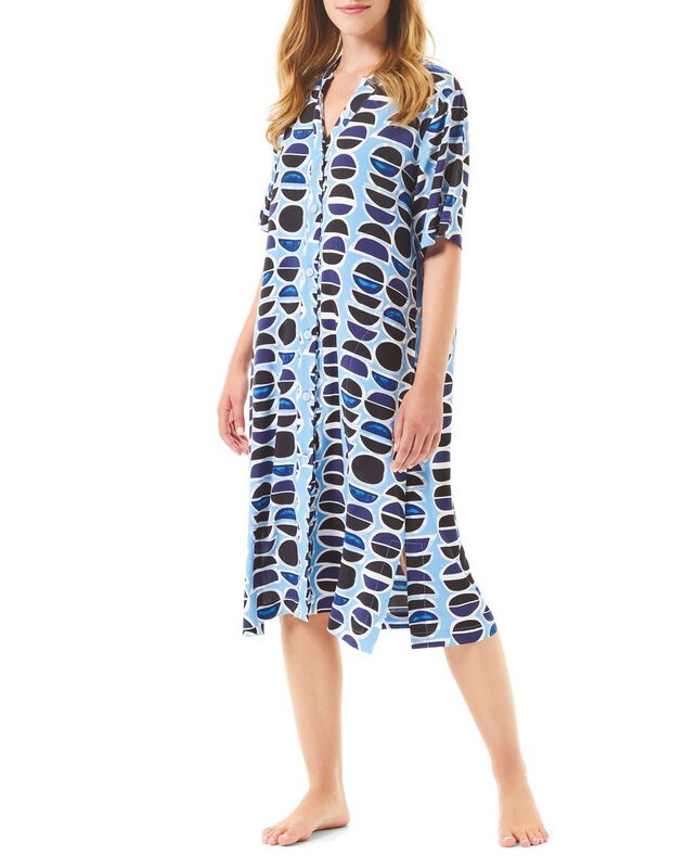 Vestido de Viscosa Abierto Azul image number null