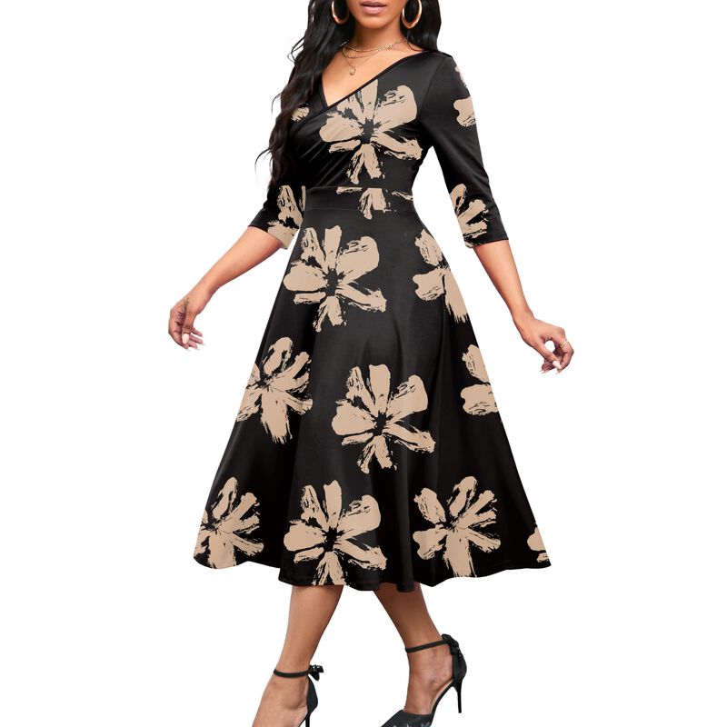 Vestido NMODER Envolvente Midi, Falda Acampanad... image number null