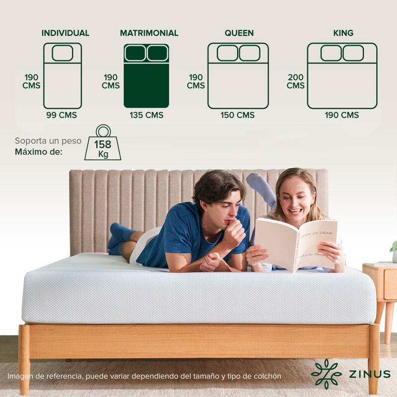 Zinus | Colch&oacute;n Matrimonial Memory Foam 30 Cm S... image number null
