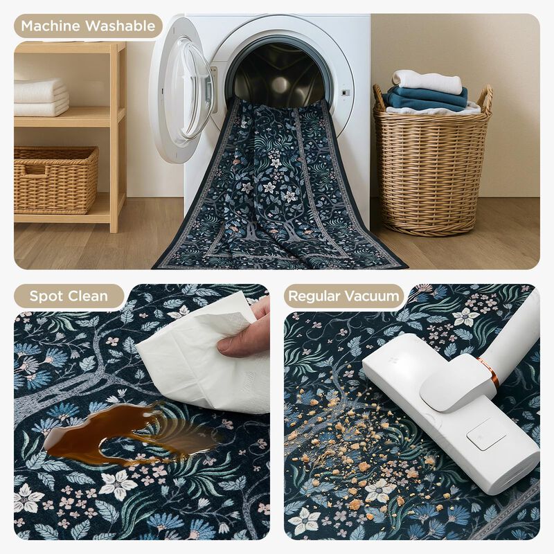 Alfombra Joydeco 137x178 Cm Boho Floral Lavable image number null