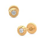 Broqueles Redondos De Oro Amarillo 14k Con 6.5pts De Diamante (2mm Aprox)