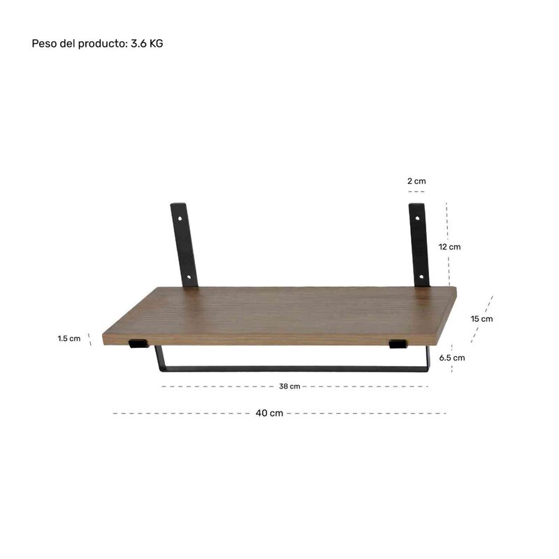 Set 4 Repisas Madera Flotantes Modernas Industr... image number null