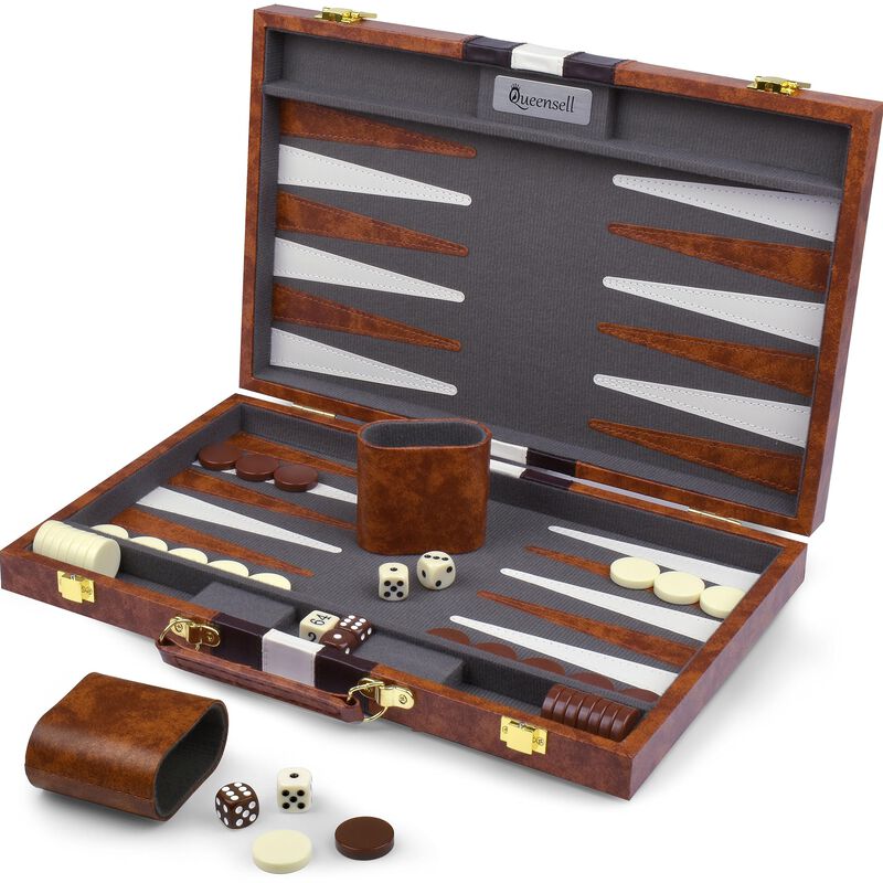 Set De Backgammon De Piel Queensell De 19 X 15 ... image number null