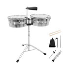 Timbales Vaso Largo 14 Y 15 Pulgadas Con Cencerro + Baquetas Audiotek