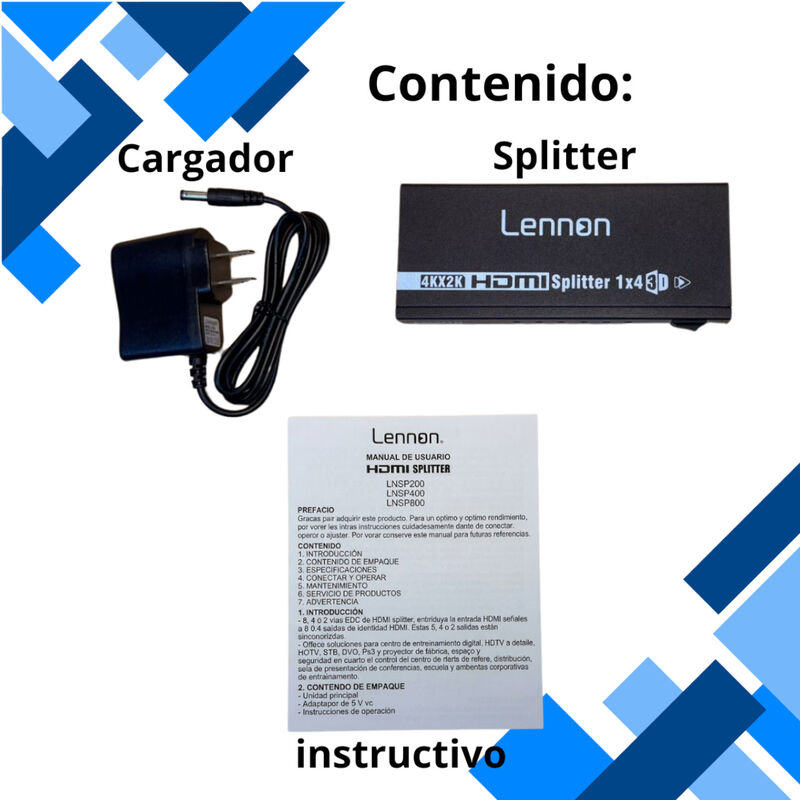 Splitter HDMI 1 X 4 Lennon LN-SP400 4k 2k Full ... image number null