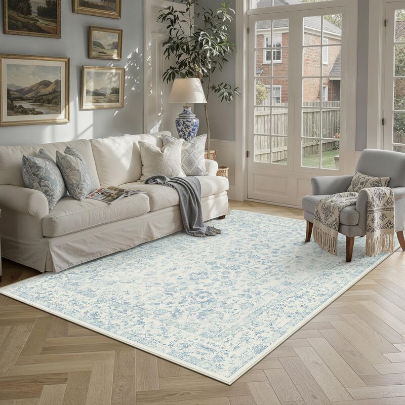 Alfombra De &Aacute;rea Purecozy 152 cm Azul Lavable A... image number null