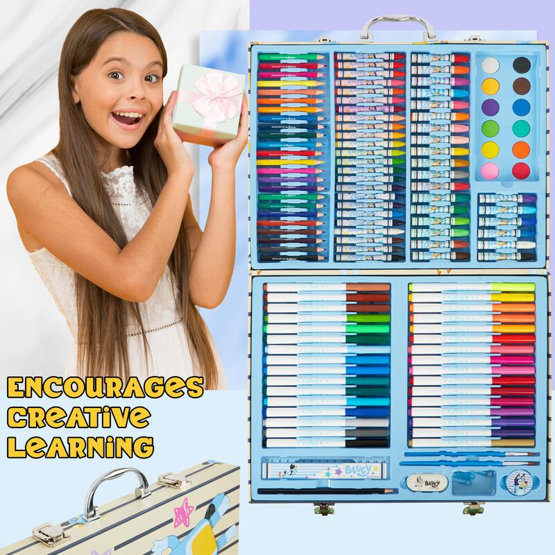 Kit De Dibujo Con L&aacute;pices De Colores Azules De ... image number null