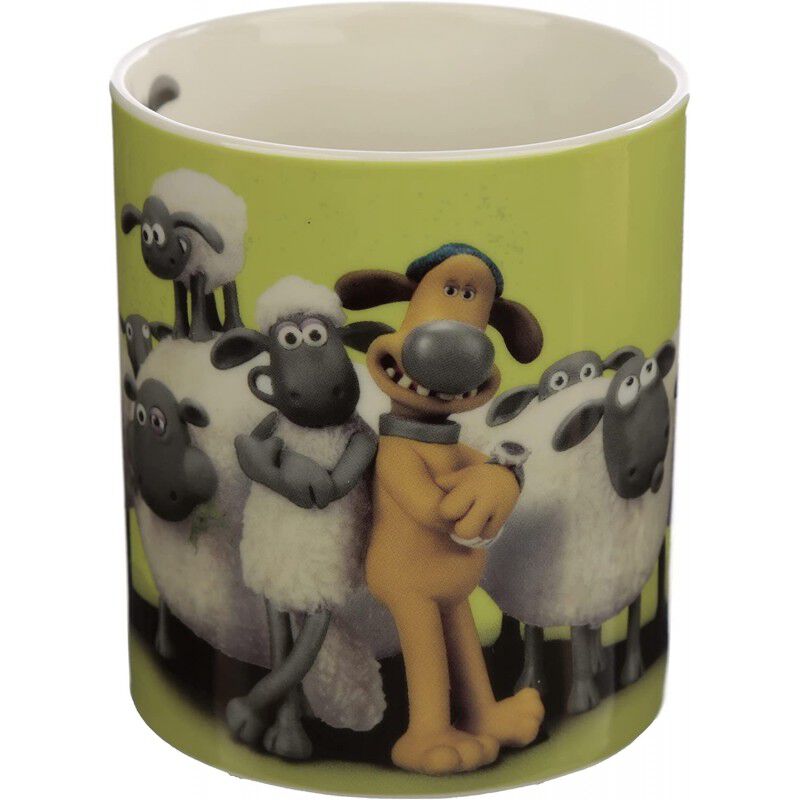 Taza La Oveja Shaun Reba&ntilde;o Sobre Fondo Verde Po... image number null