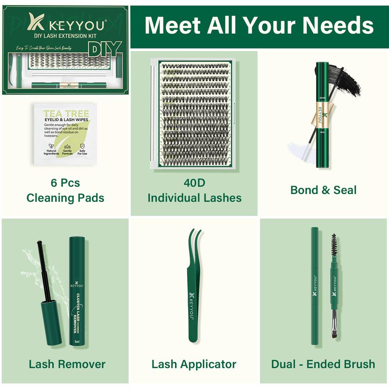 Kit De Extensi&oacute;n De Pesta&ntilde;as Diy Keyyou, 300 Un... image number null