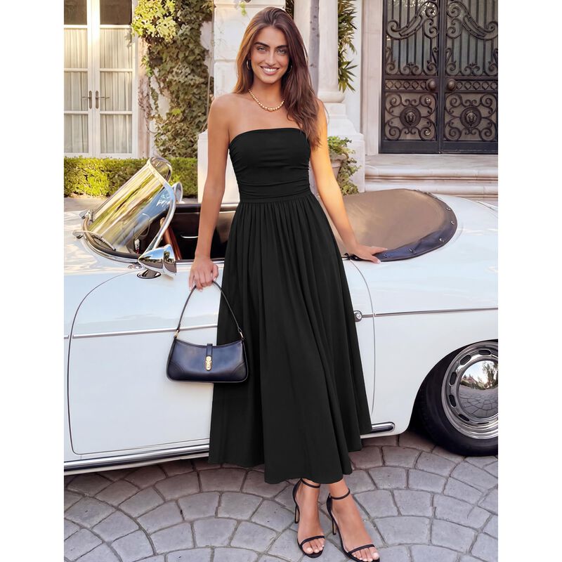 Vestido Zesica Midi Sin Tirantes Negro M image number null