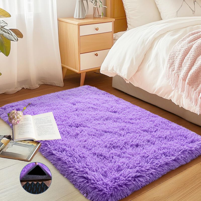 Alfombra Aafkk Morada 61x91 Cm De Pelo Alto Ant... image number null