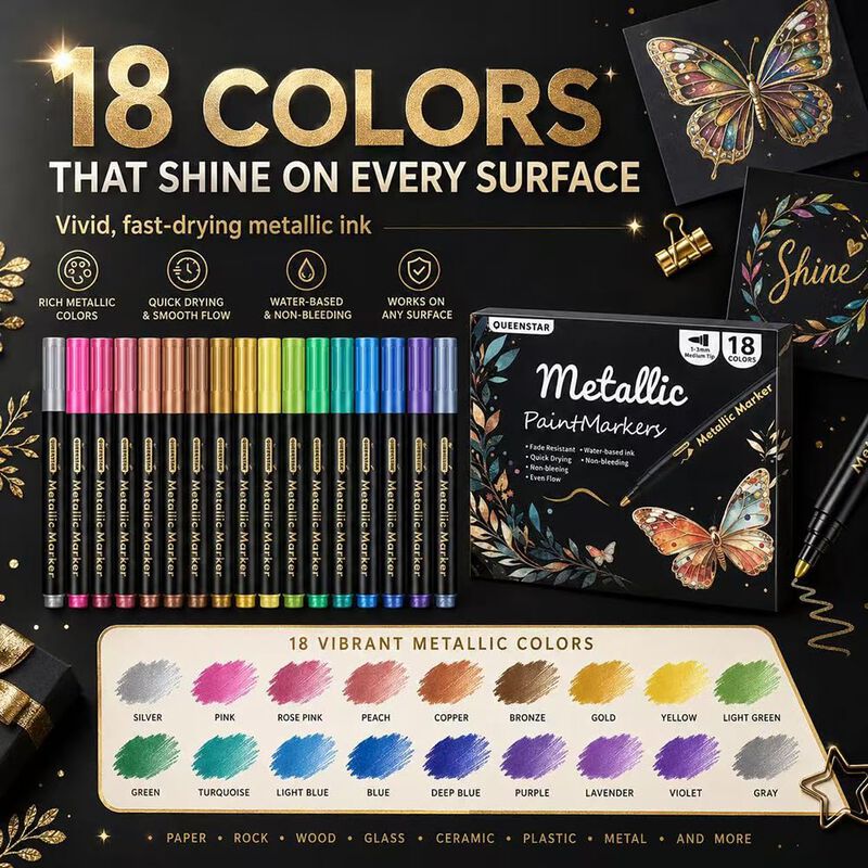 Plumas De Pintura Queenbang 18 Colores Glitter ... image number null
