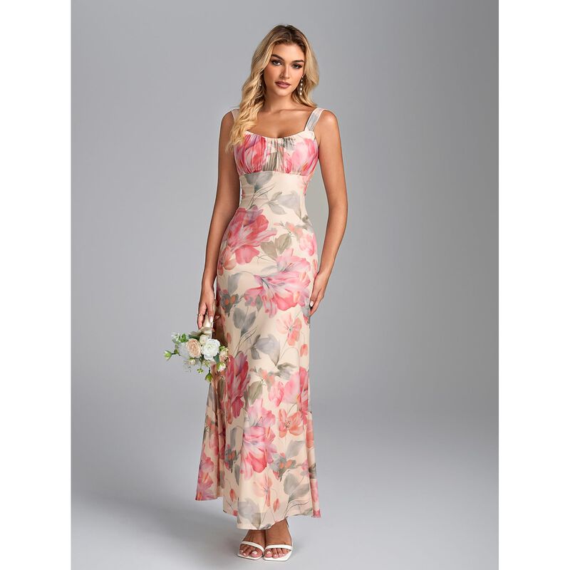 Vestido Midi Floral Parthea con Escote Cuadrado... image number null