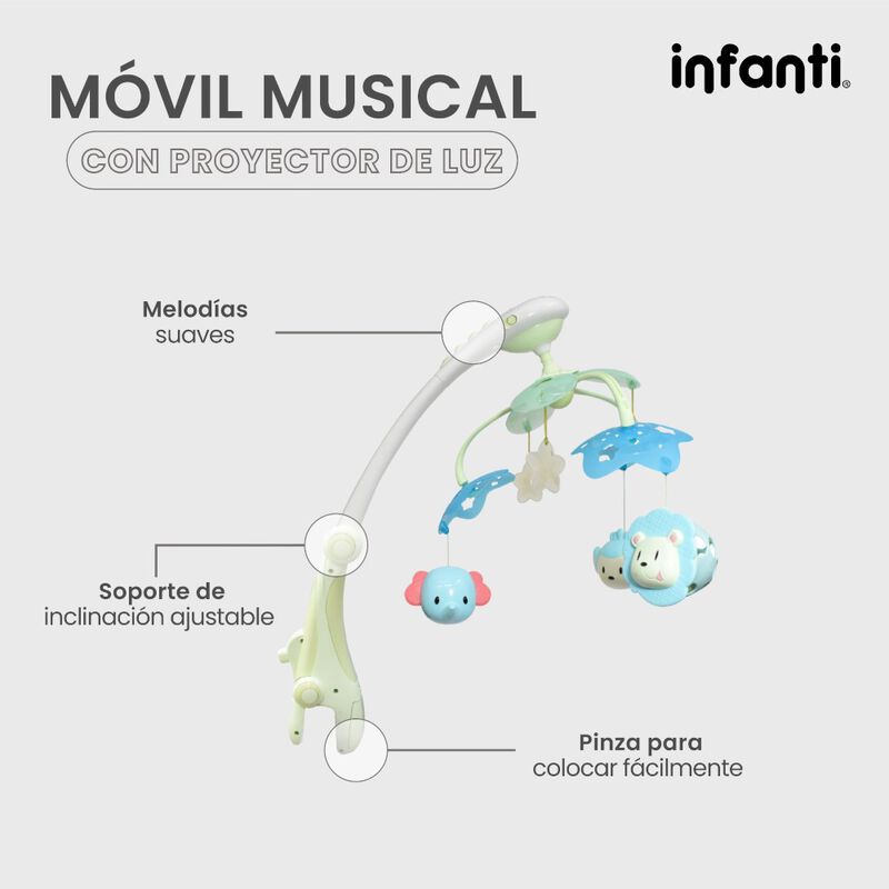 M&oacute;vil De Cuna Musical Con Proyector De Luz image number null