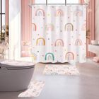 Cortina De Ducha Ufeela 183 cm Rosa Arco&iacute;ris Juego De 4 Piezas