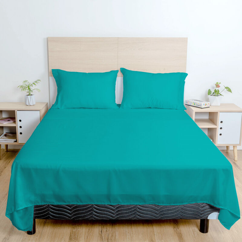 Juego de Sábanas Soft Queen Size Turquesa Atlas... image number null