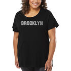 Camiseta De Talla Grande Word Art Para Mujer - Barrios de Brooklyn- Negro