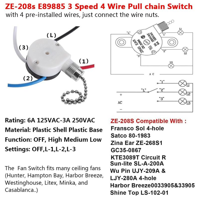 Interruptor De Ventilador De Techo Zing Ear Ze-... image number null