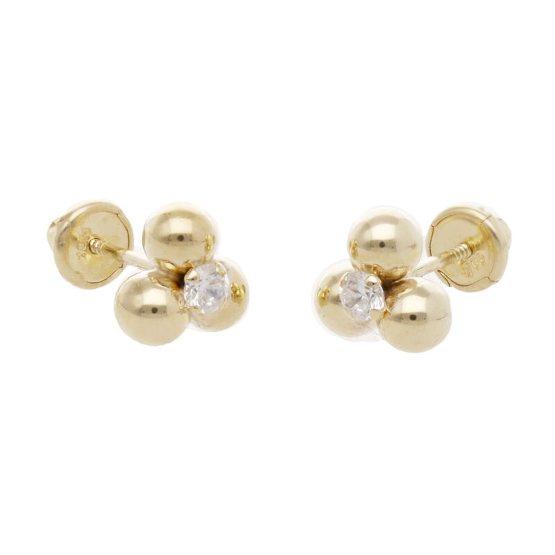 Broqueles De Oro Amarillo 10k Con Zirconia Prb-... image number null