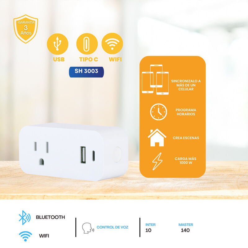 Pack 5 piezas Enchufe Inteligente + Usb C Smart... image number null