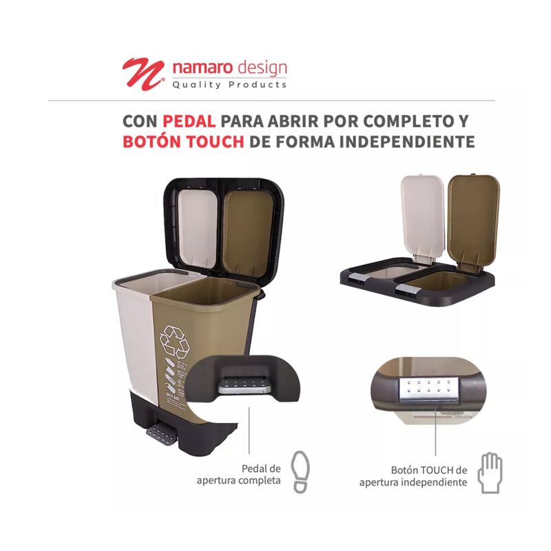 Basurero Doble Org&aacute;nico e Inorg&aacute;nico 20 Litros image number null