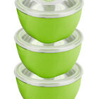 Juego de 3 Ensaladeras Acero Inoxidable con Tapa - Verde