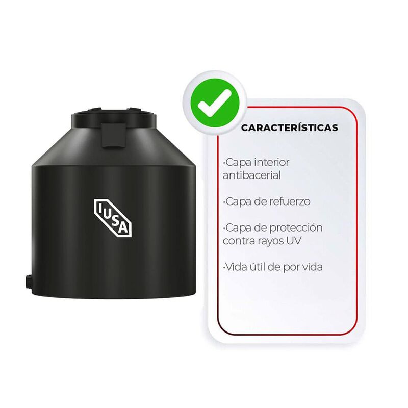 Tinaco Tricapa Iusa, 600 L., Negro + Accesorios... image number null