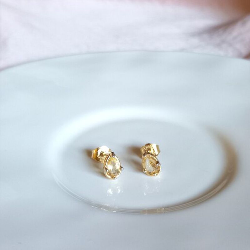 Broqueles Citrina De Plata Con Ba&ntilde;o De Oro image number null