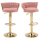 Juego De 2 Taburetes De Bar Vecelo Con Altura De Mostrador Ajustable, Color Rosa