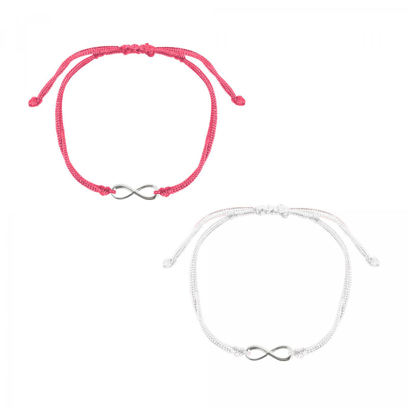 Set 2 Pulseras Infinito De Plata Con Hilo Blanc... image number null