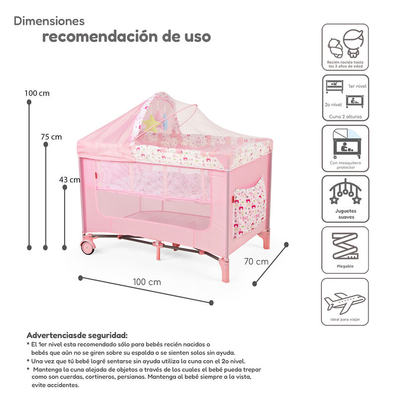 Cuna Corral Plegable con Cambiador y Dos Nivele... image number null