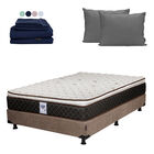 Colch&oacute;n Matrimonial Minesota + Box + Almohadas 2pack + 1 Juego De S&aacute;banas Softy
