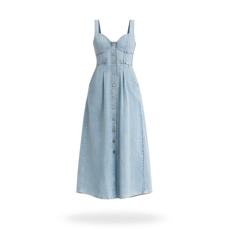 Vestido De Tirantes De Mezclilla Con Botones image number null
