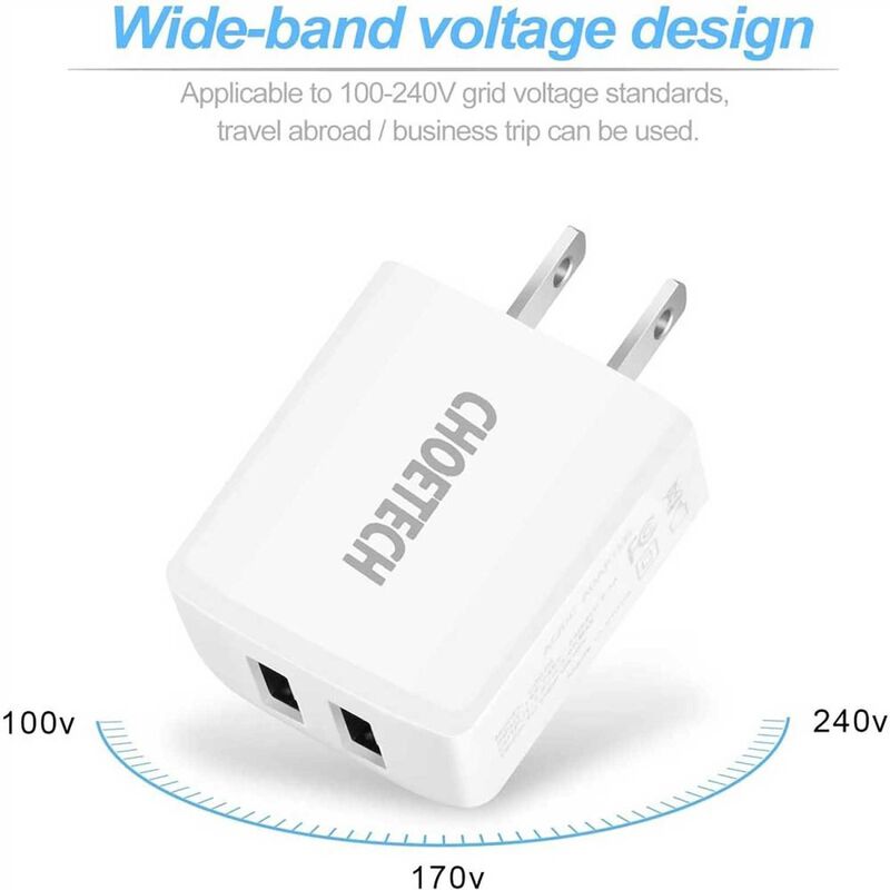 Cargador Ac Choetech 2 X Usb-a 2amp Universal (... image number null